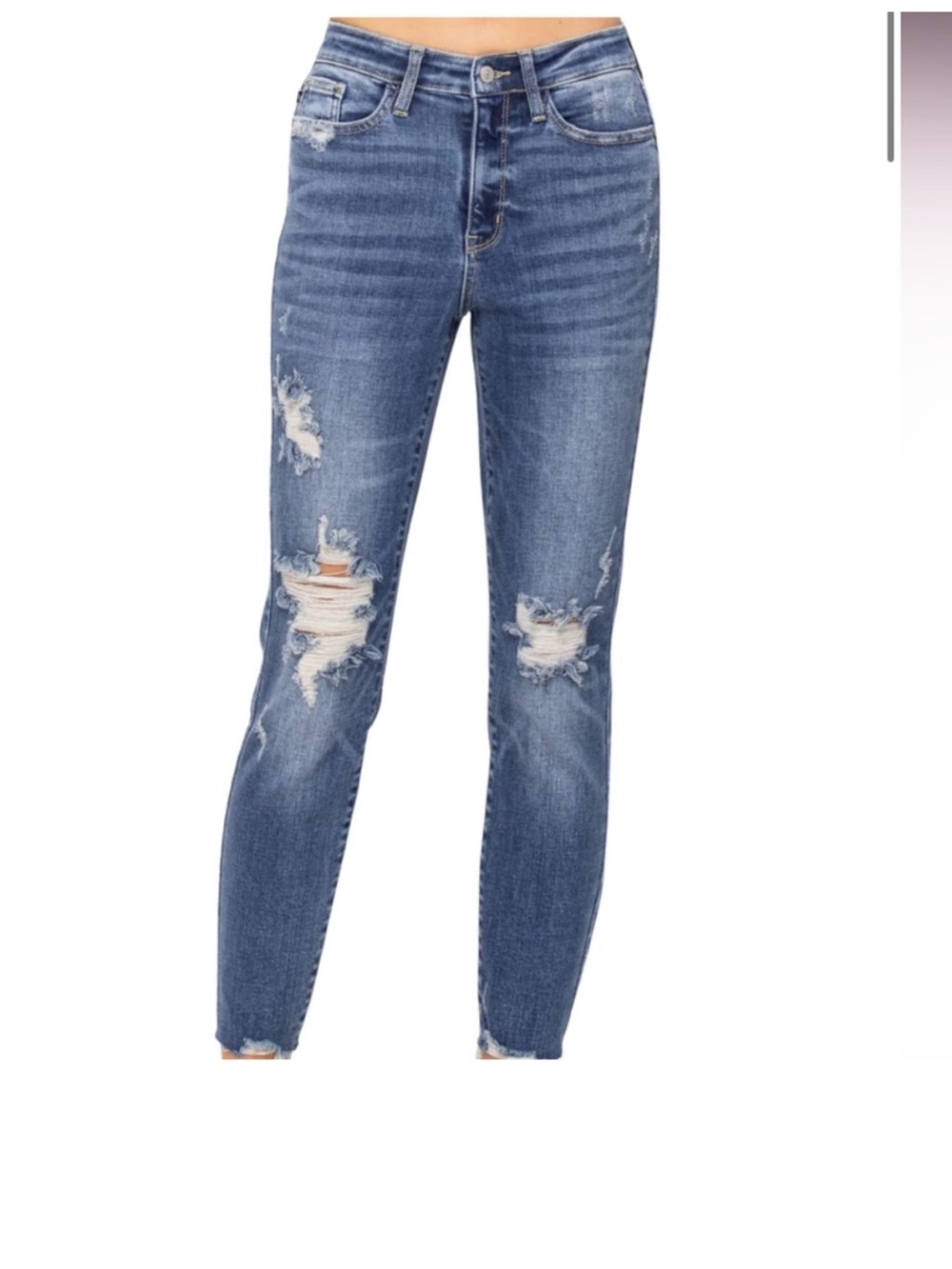 EUC Judy Blue Distressed Relaxed Fit Jeans - Medium Blue Wash. size 3|26